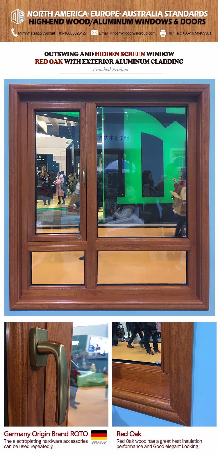 2018 Doorwin New Product Glass Panel Window with Hidden Screen Window