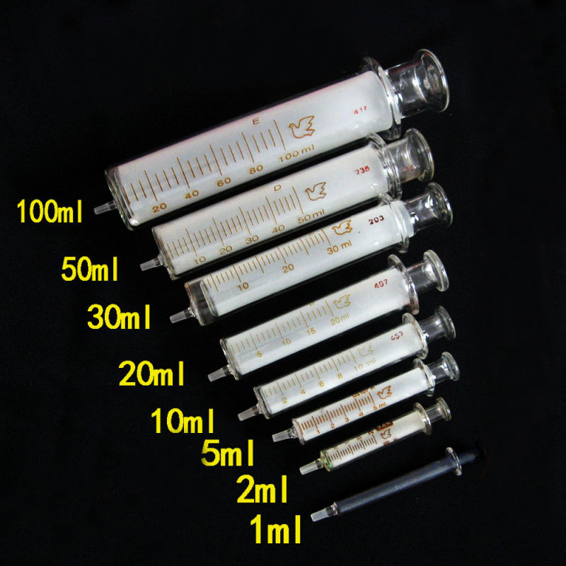 Glass Syringes Glass Sample Extractor Lab Glassware Glass Injector 100ml