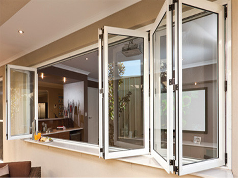 Aluminium Bi Folding Window with Clear Toughened Glass for House