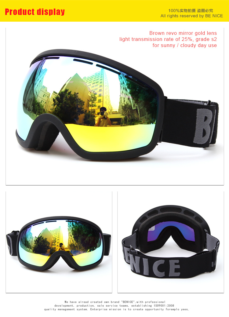 Anti-Fog PC Lenses Ski Goggles Adult Snow Sports Glasses