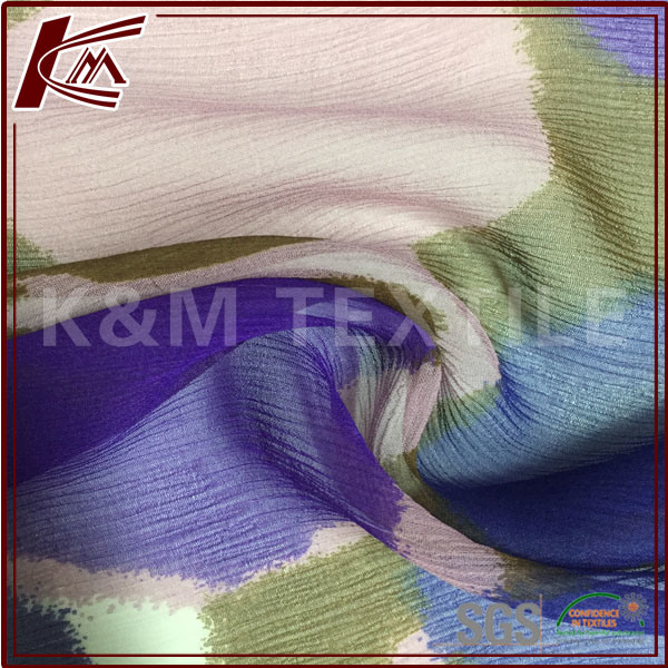 100% Silk Crinkle Georgette Digital Printed Crinkle Ggt Silk Fabric