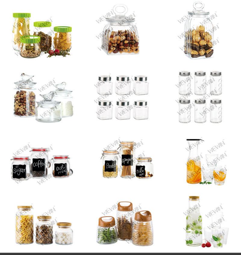 China Wholesales 6pieces Glassware Glass Jars Without Utensil Glass Ware Bottle