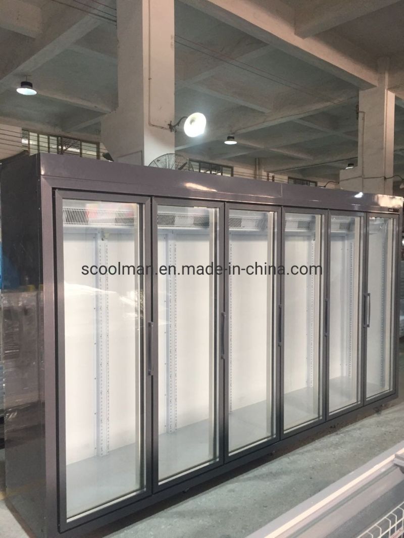 Vertical Display Front Glass Door Ice Cream Refrigerator for Shop