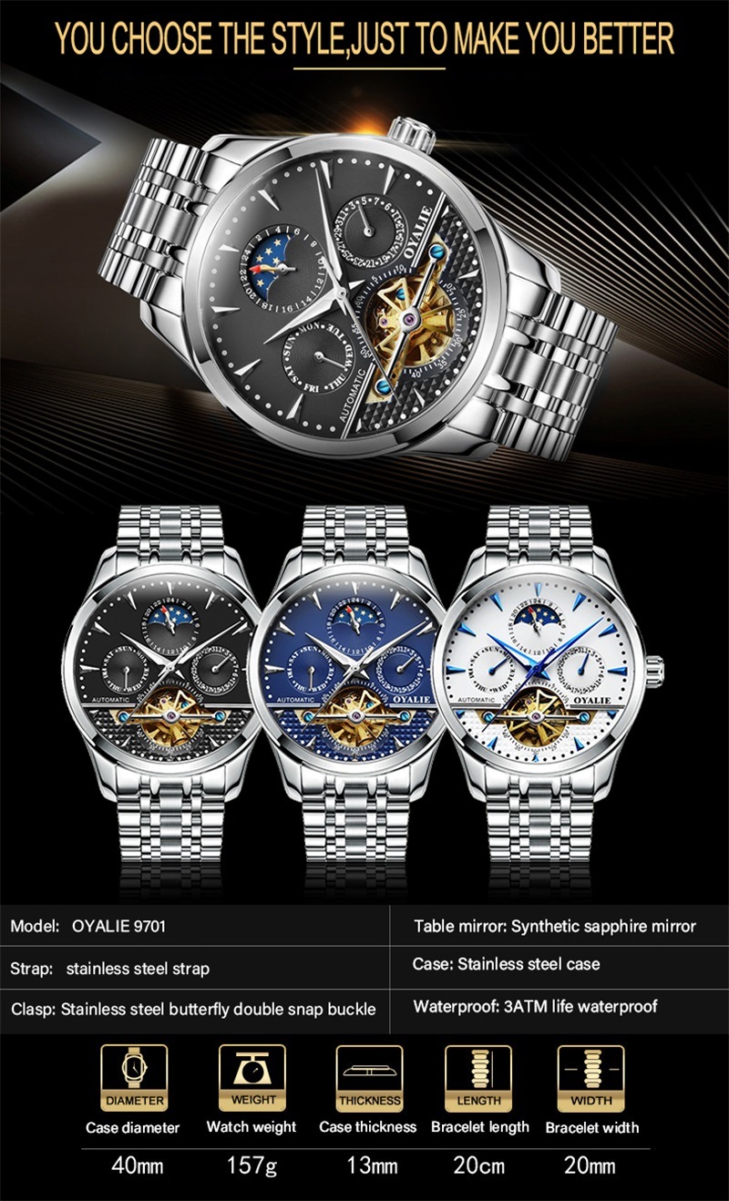 Good Quality Skeleton Watch Mechanical Watch for Men Sapphire Glass