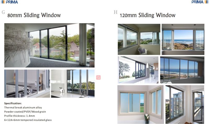Modern Design Tempered Glass Window Aluminum Casement Windows