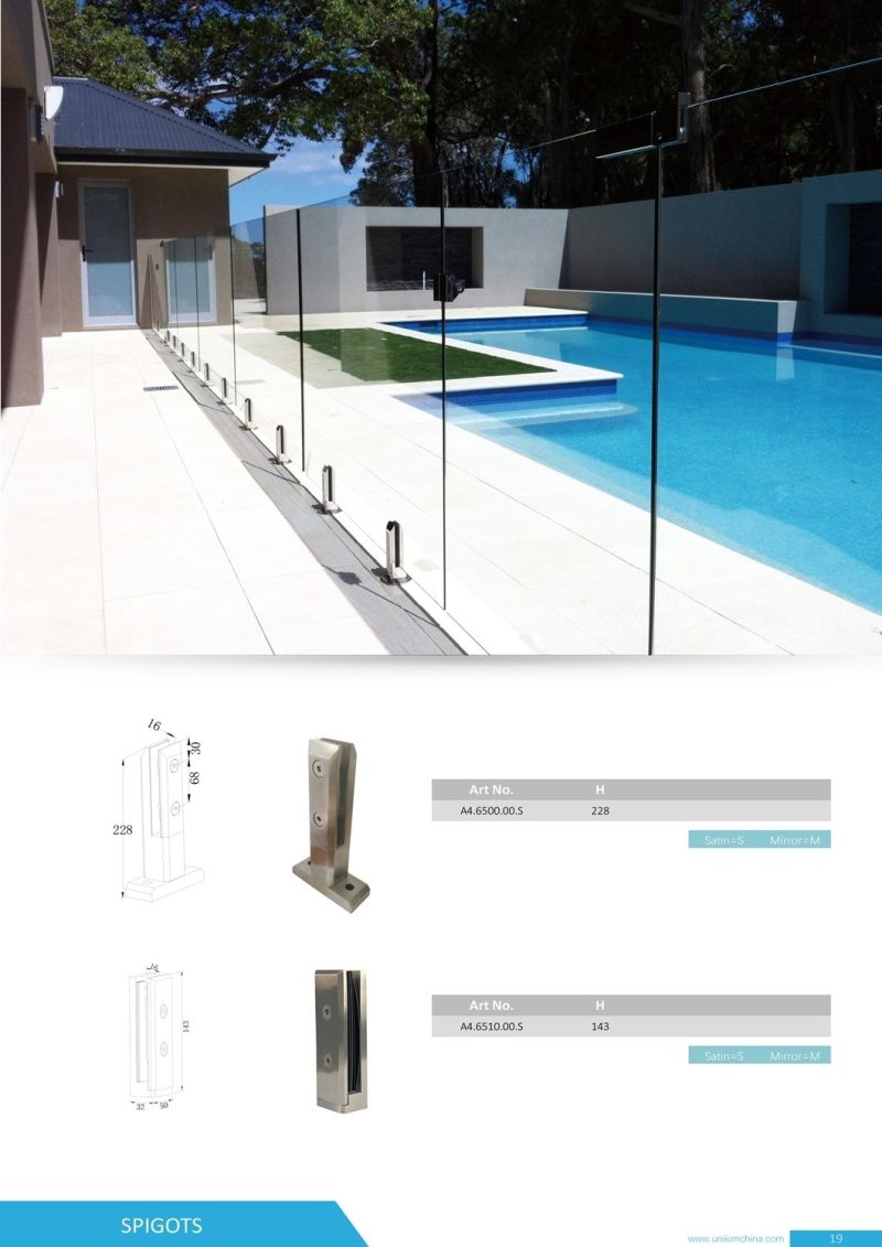 Exterior Frameless Terrace Stainless Steel Glass Balustrade with Glass Spigots