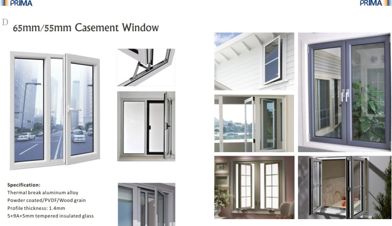 Stylish Design Tempered Glass Window Aluminum Casement Windows