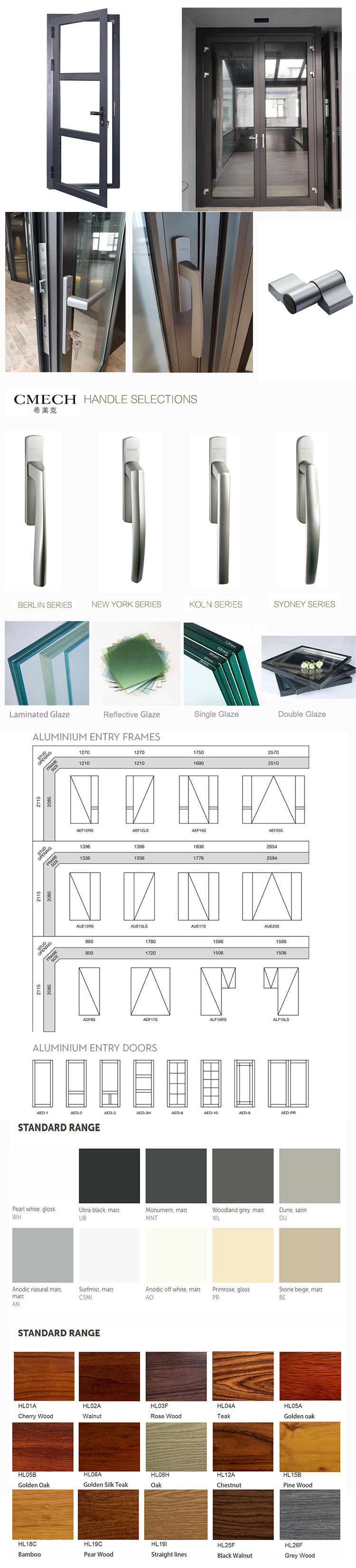 Design Aluminium Front House Glass Door Price