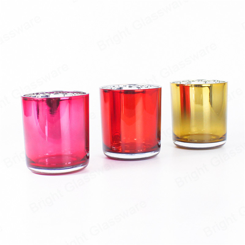 2020 New Custom Electroplated Translucent Color Glass Candle Container