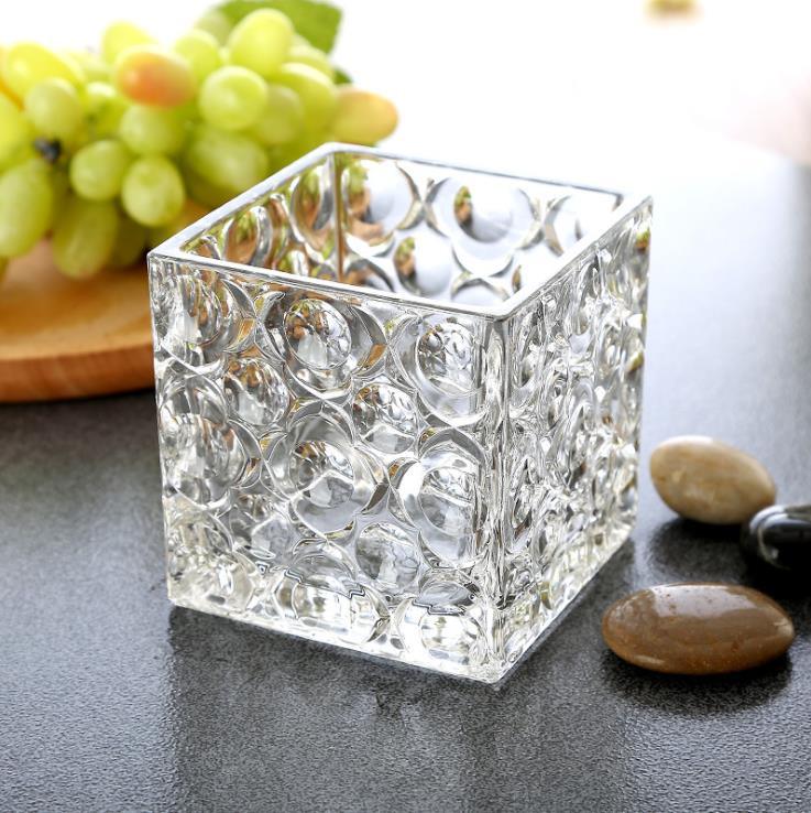 Wedding Ceremony Tall Square Crystal Glass Vases Clear Square Glass Vase