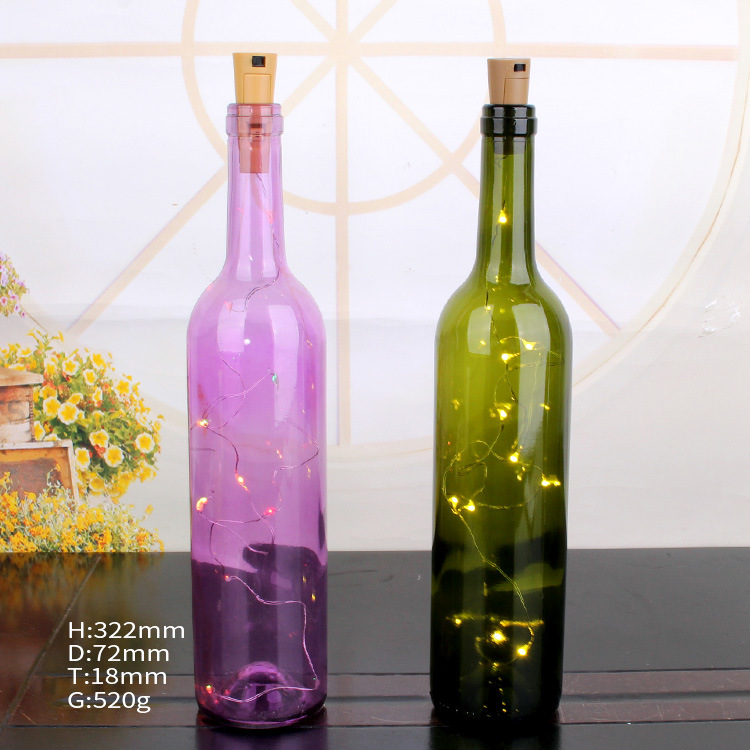 Lighting Decoration Colored Glass Bottle with Fabric Handle