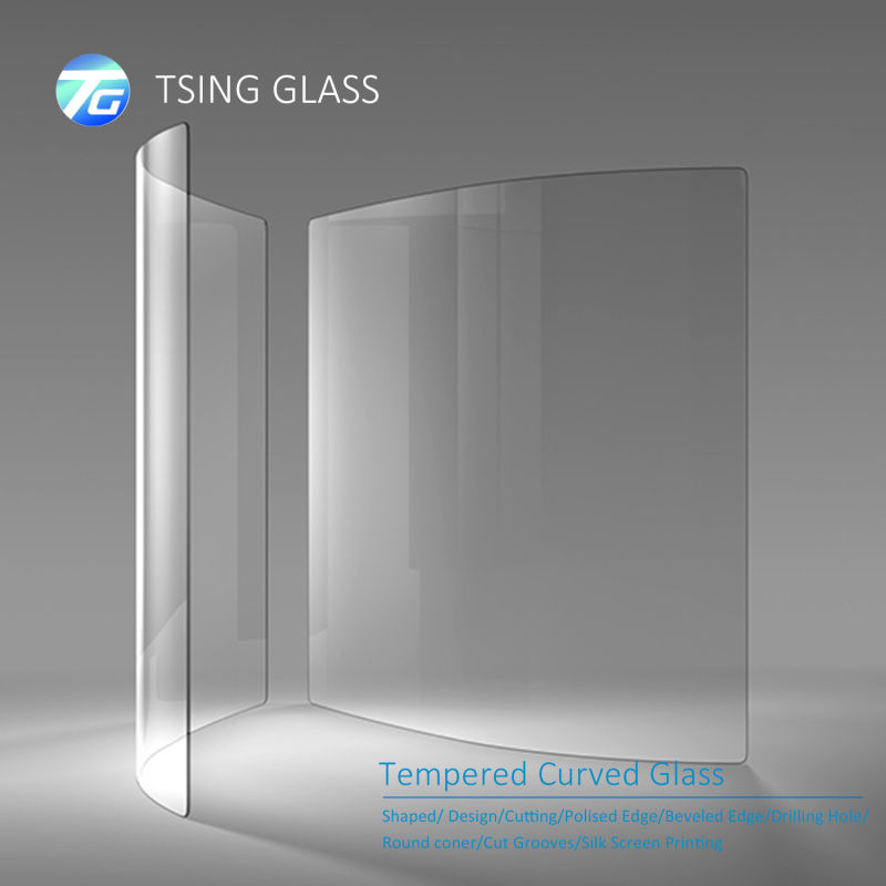 Manufacturer Curved Glass Tempered Toughened Bent Glass for Railing Glass Refrigerator Furniture