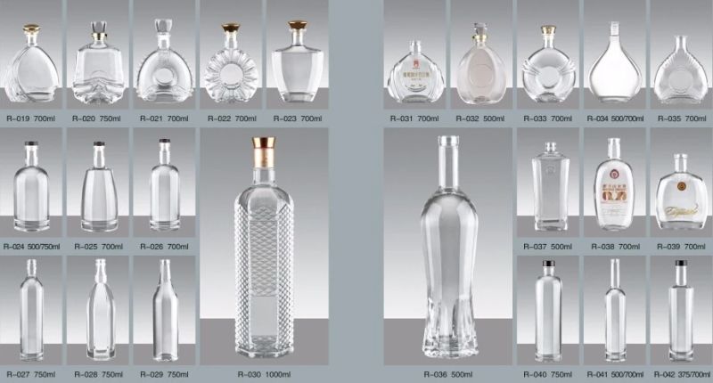 High Quality Screen Printing 700ml Glass Cork Top Vodka Bottles