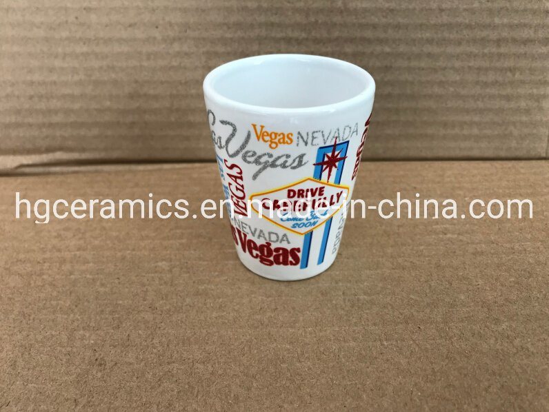 Ceramic Shot Mug with Glitter Decal Printing, Souvenir Ceramic Mug, Sparkle Decal Printing Mug