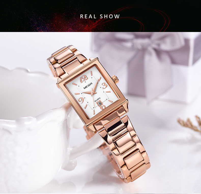 Megir Luxury Brand Design Ladies Watch Women Bracelet Rhinestone Crystal Diamond Quartz Watch Clock Women
