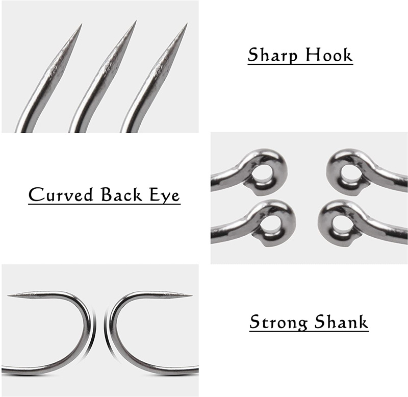 1008 Ryusen-Bn-1 Slice Strong Sharp Fish Hook with Barbs for Freshwater/Seawater