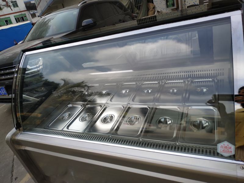 Junjian Factory Front Glass Ice Cream Display Showcase Freezer