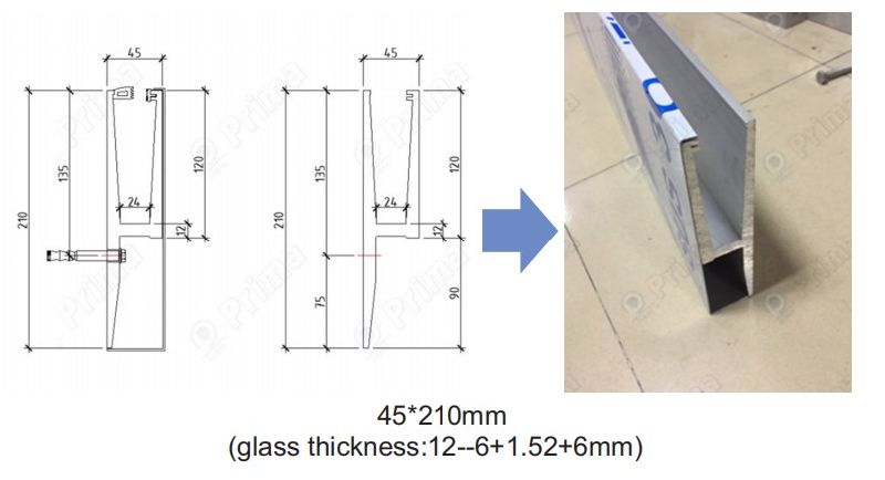 Frameless Glass Channel Railing/Aluminum Channel Glass Railing for Indoor