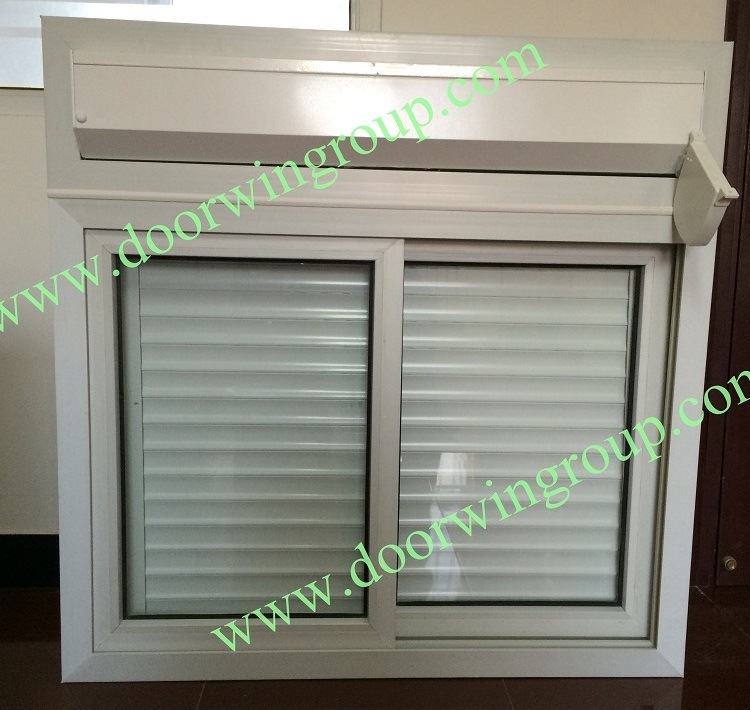 PVC Glass Window with Manual Blinds/Shutters for Container House, Slinding Sash Window with Single or Double Glazing Glass