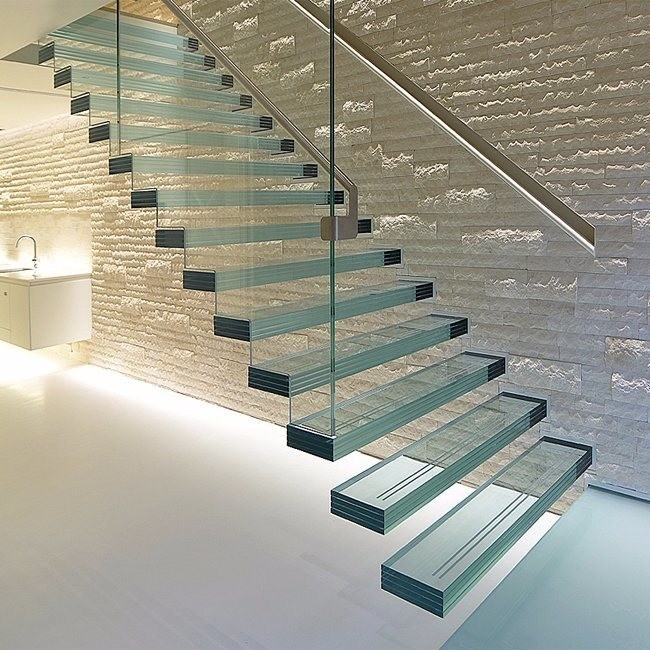 Commercial Curved Staircase Arc Staircase with Safety Glass Tread