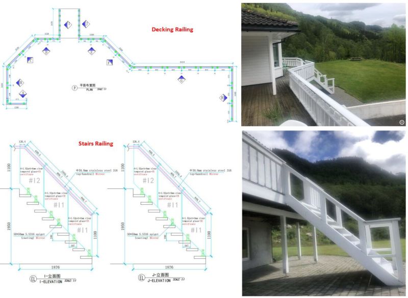 Modern Outside Decking Steel Glass Railing Spigot Railing Design