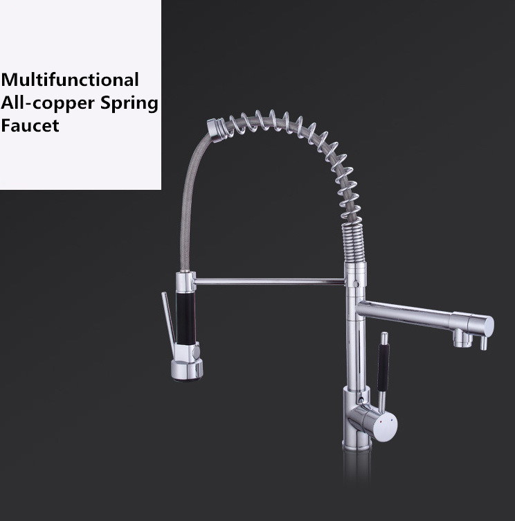 All-Copper Spring Hot/Cold Revolve Universal Splash Proof Kitchen Faucet