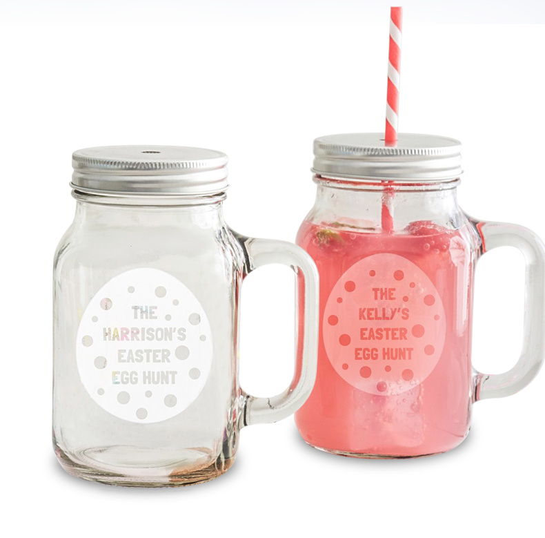 Spot Products Embossed Clear Drinking Mug Wholesale Glass Mason Jar