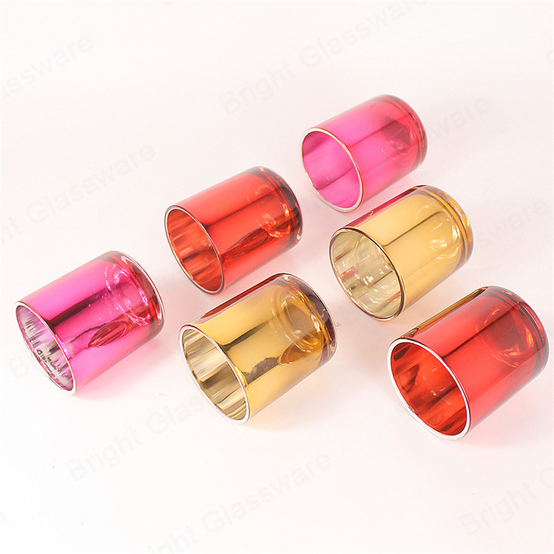2020 New Custom Electroplated Translucent Color Glass Candle Container