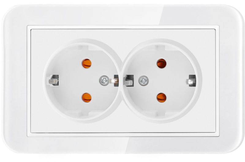 Toughened Glass Touch Switch Glass 16A 250V Double Gemany Socket
