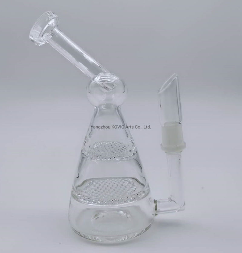 7" Glass Smoking Pipe with Double Layer Honeycomb Water Pipe