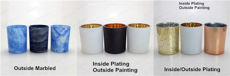 Translucent Spray Color Painted Brown Candle Holder Glass