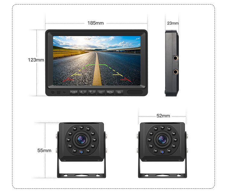 Wired Reverse Camera with 7 Inch Full Angle Screen