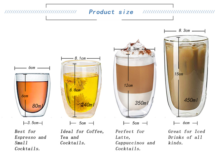 High Borosilicate Glass Eco-Friendly Double Wall Glass Cup