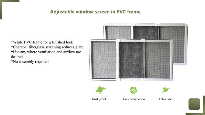 Dust Proof Window Screen PVC Adjustable Sliding Window Screen