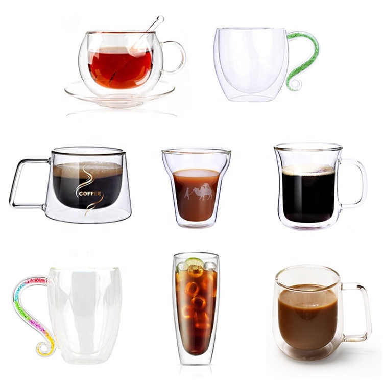 Reusable Coffee Cup Glass Borosilicate Double Wall Glass Drinking Cup