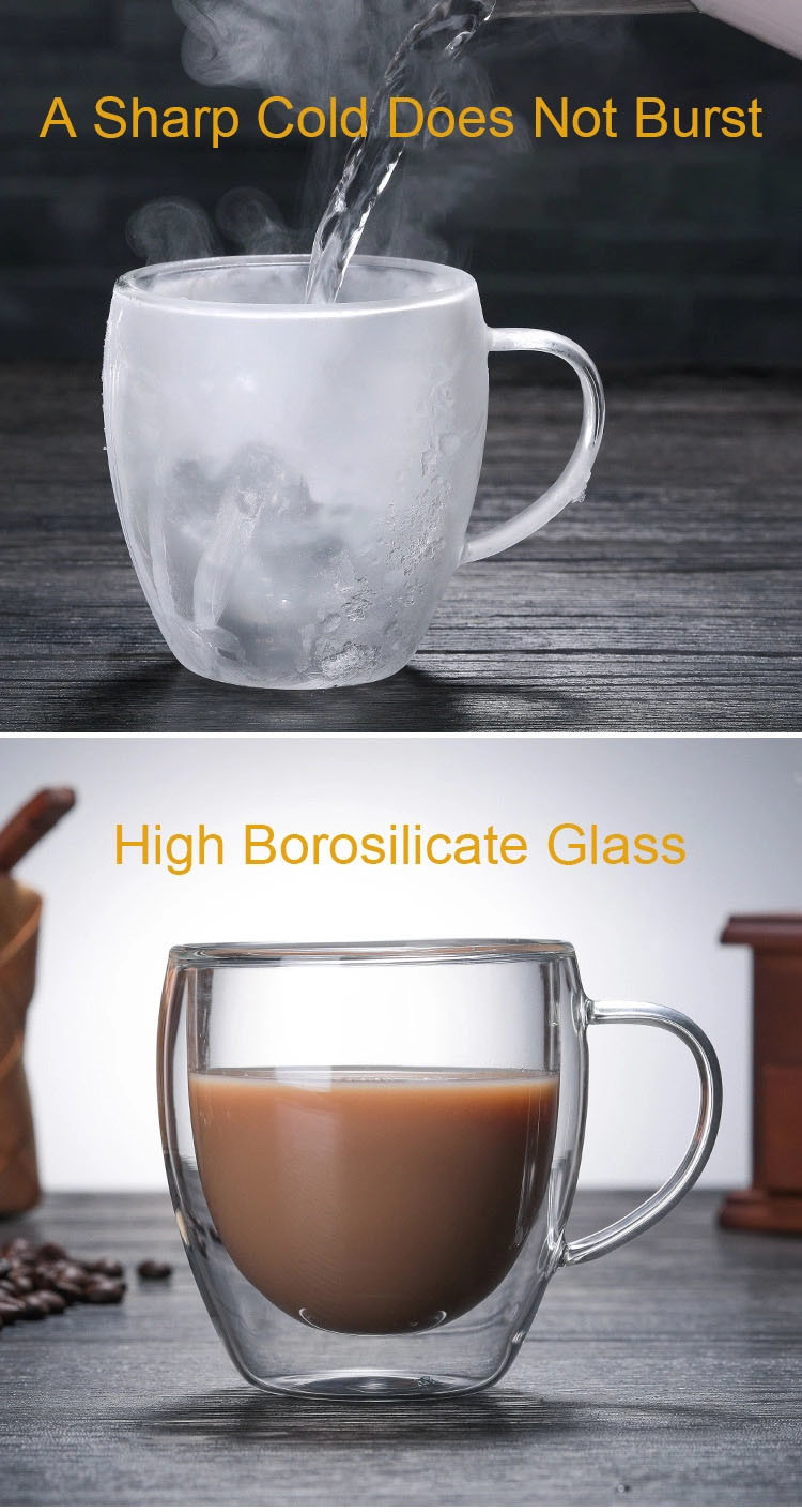 Double Wall Borosilicate Glass Layer Coffee Espresso Mug with Handle