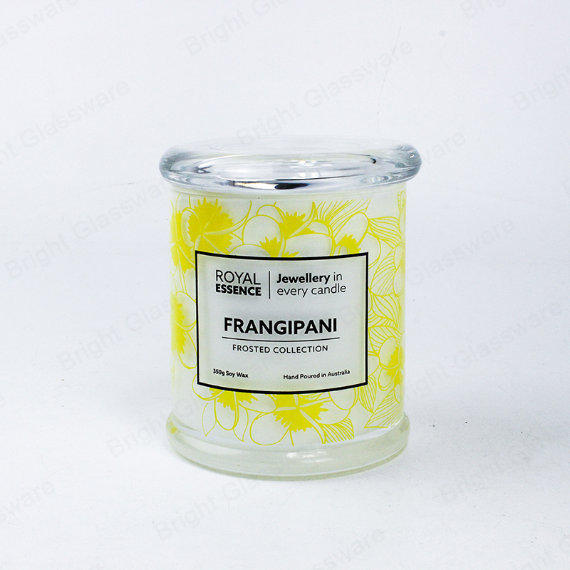 Decorative 16oz Transparent Candle Glass Jar with Flat Glass Lid
