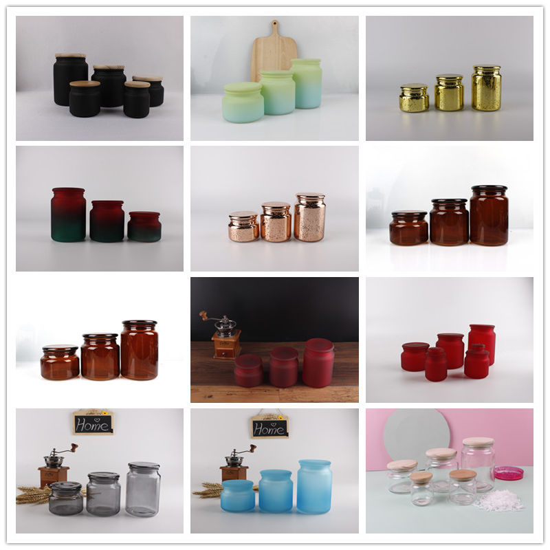 Frosted Home Decoration Glass Candle Jar Glass Wax Candle Making Jar Colored Glass Wax Jar