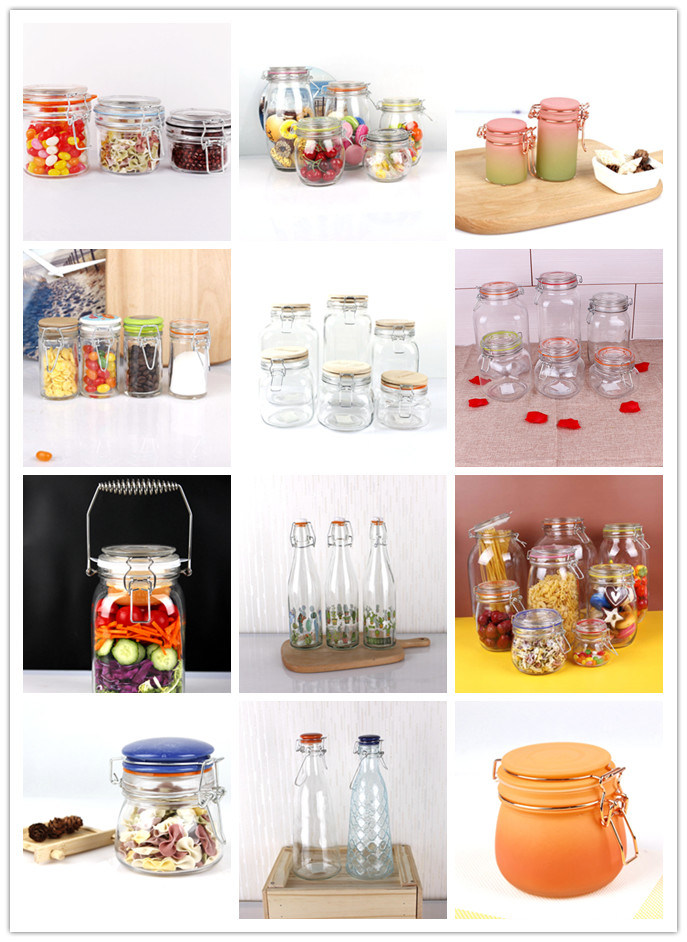1500ml Round Glass Storage Jar Glass Canister with Stopper Lid