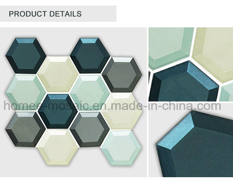 Beveled Hexagon Glass Mosaic Tiles