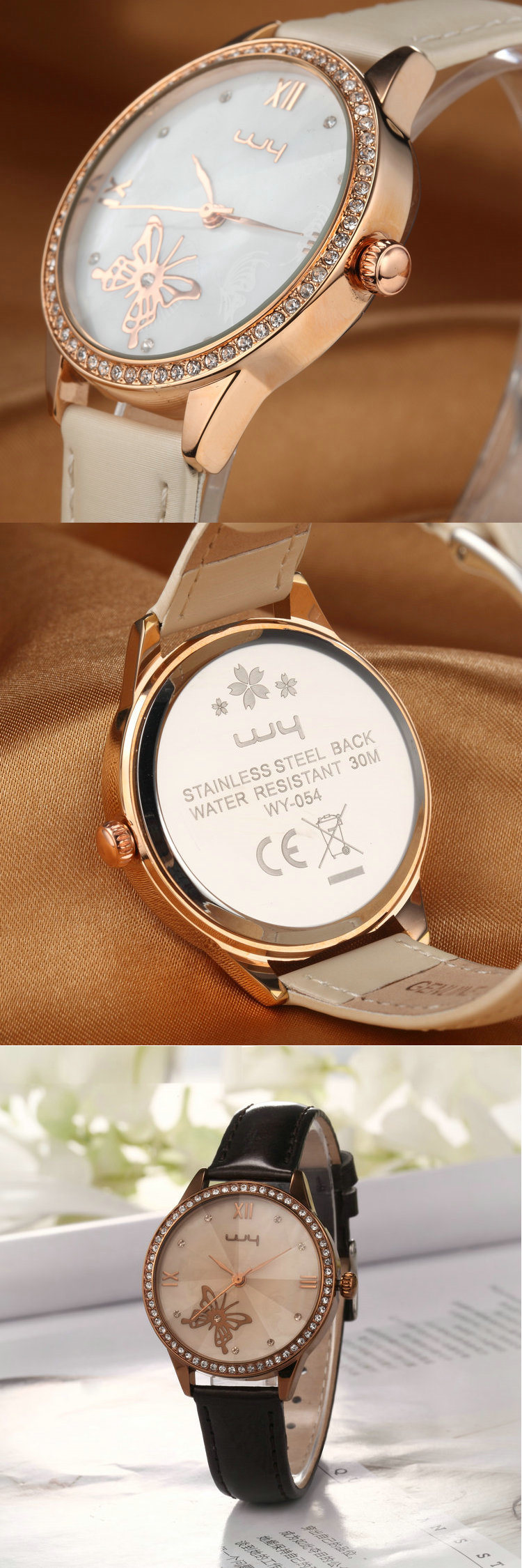Watch with Mineral Glass OEM ODM Leather Ladies' Watch (Wy-054B)