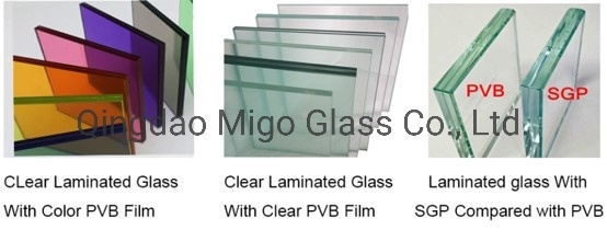 6.38mm, 8.38mm, 10.38mm, 12.38mm Laminated Flat Glass Safety Glass