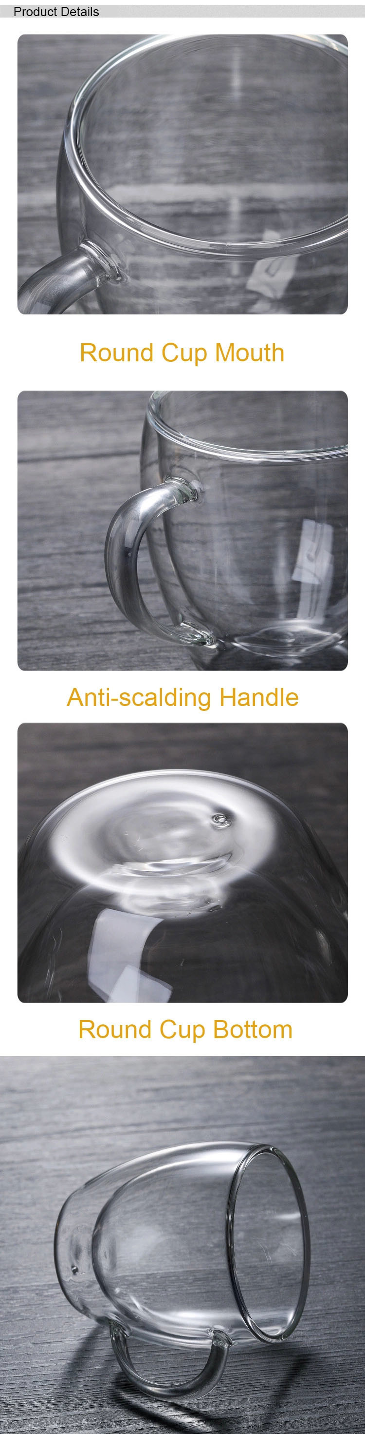 Double Layer High Borosilicate Heat Resistant Glass Cup with Handle