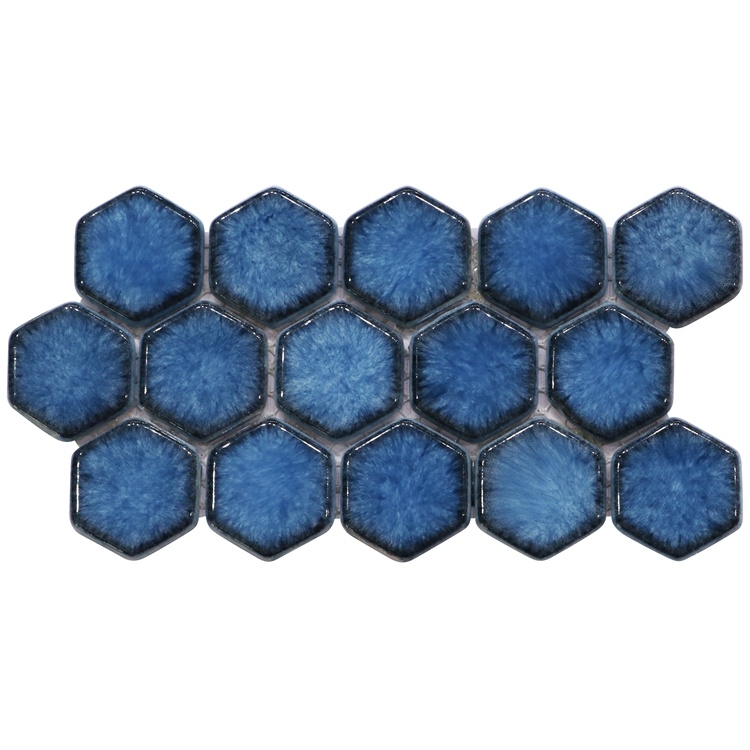 New Collection Black Hexagon Recycled Glass Through Body Mosaic