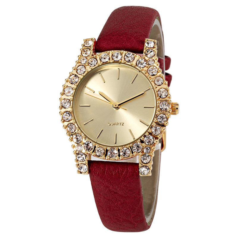 Gluing Crystal Rose Gold Luxury Fashion Watch for Women