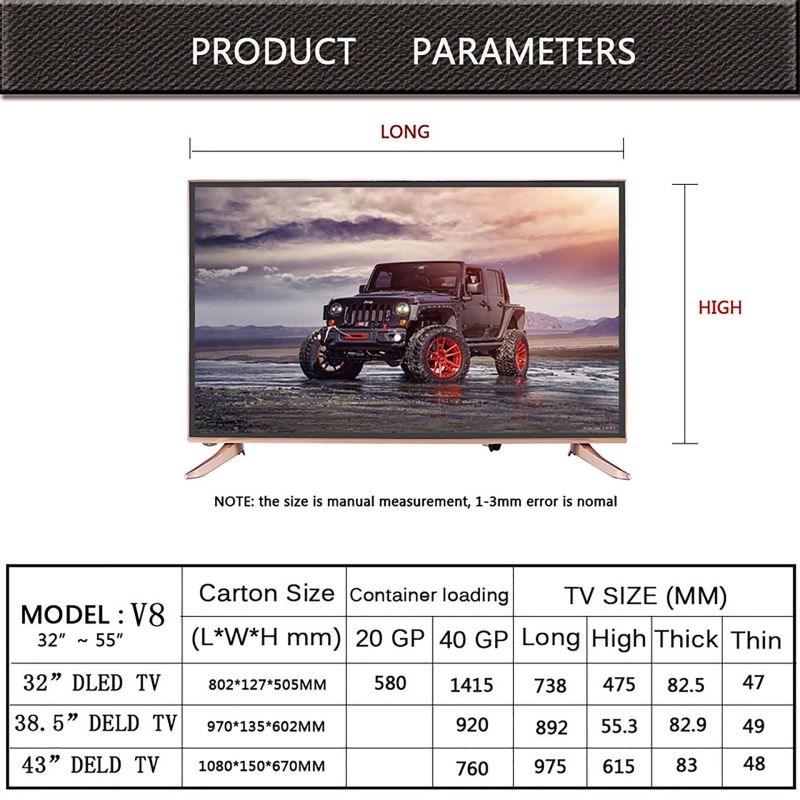 32 40 43 50 55 Inch Smart LED TV with Toughened Glass Support OEM ODM
