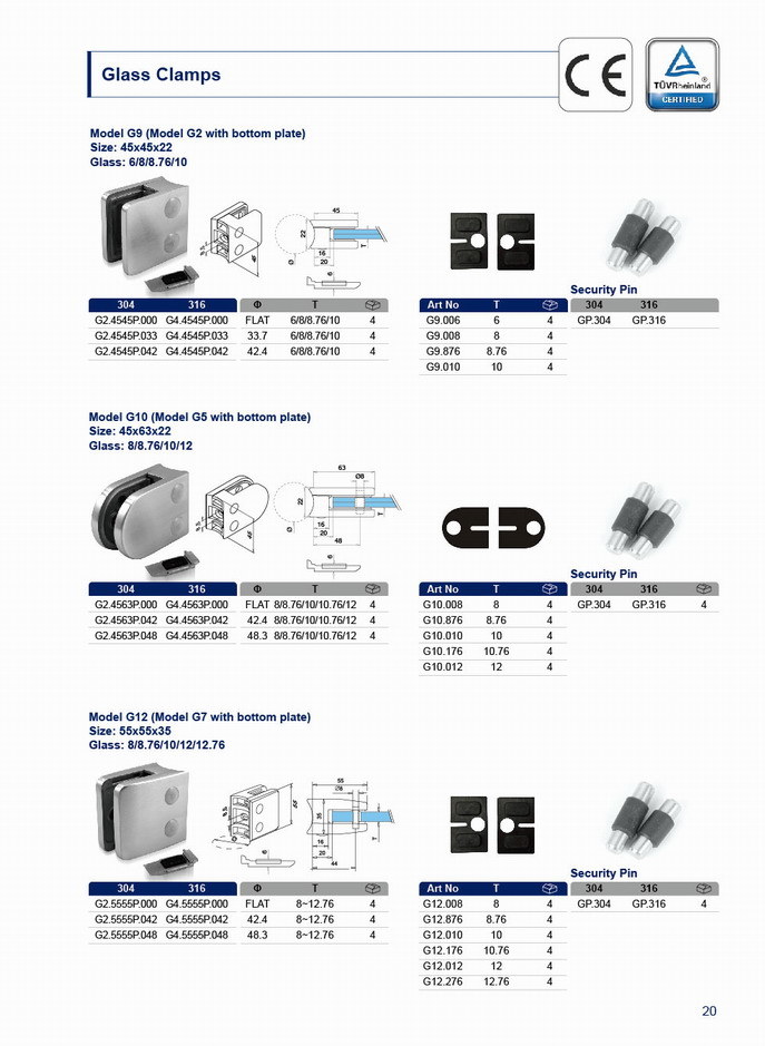 Stainless Steel Glass Railing Clamp for Staircase Post/Glass Balustrade/Glass Clip/Glass Clamp