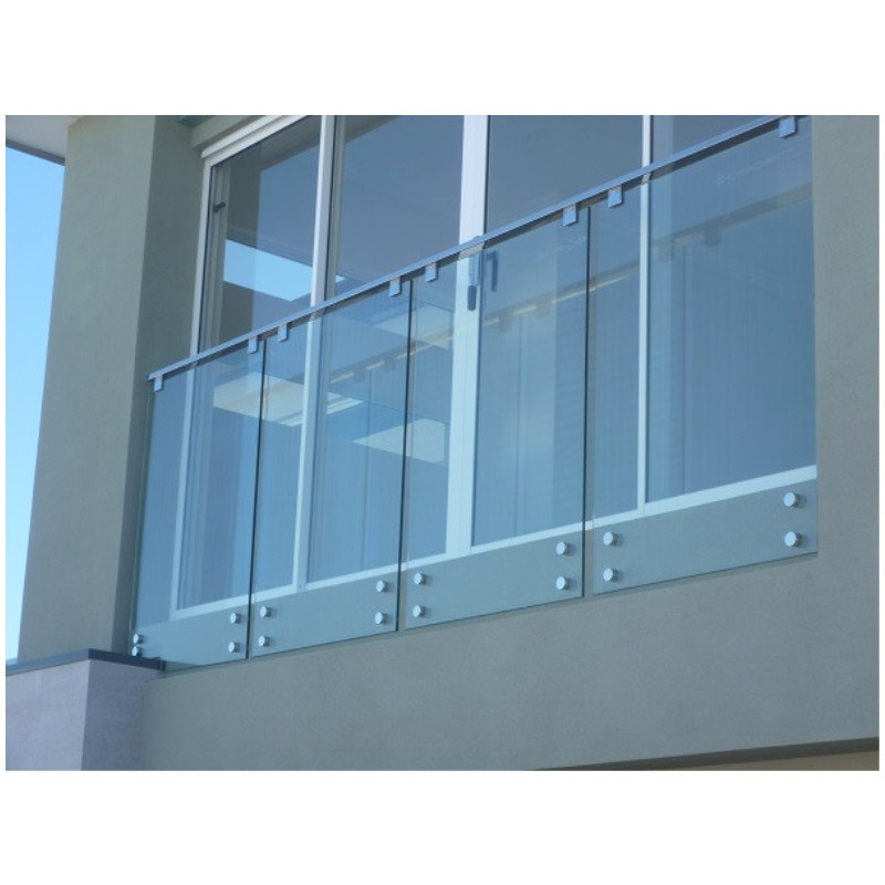 Indoor Stairs Deck Standoff Glass Railing with Round Handrail
