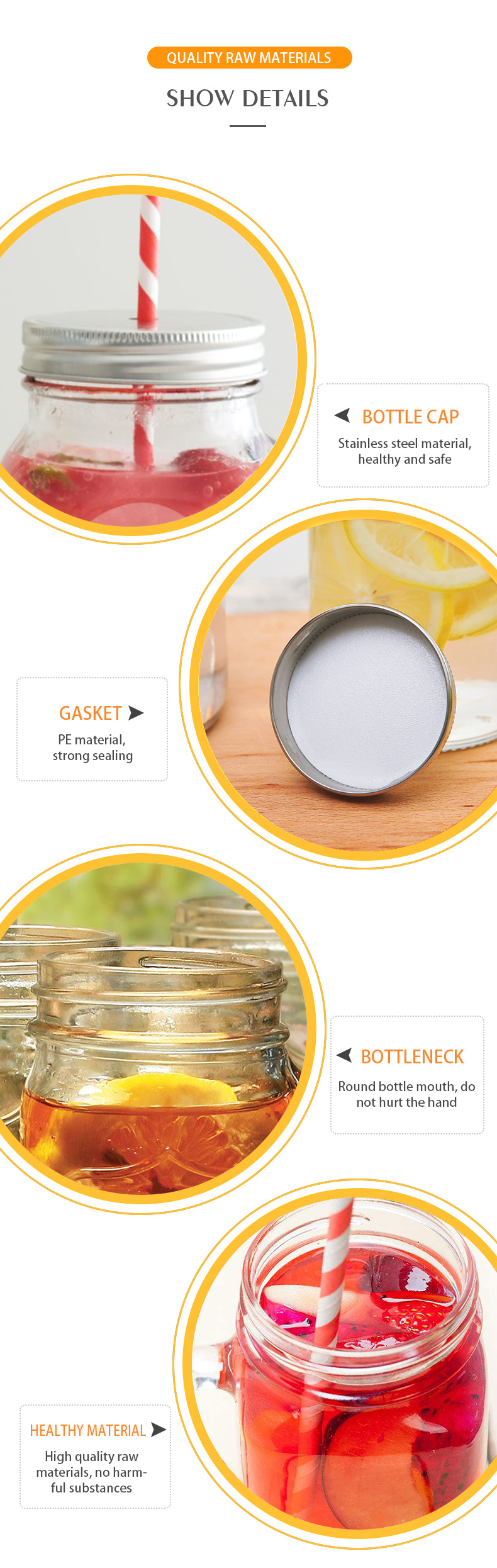 Spot Products Embossed Clear Drinking Mug Wholesale Glass Mason Jar