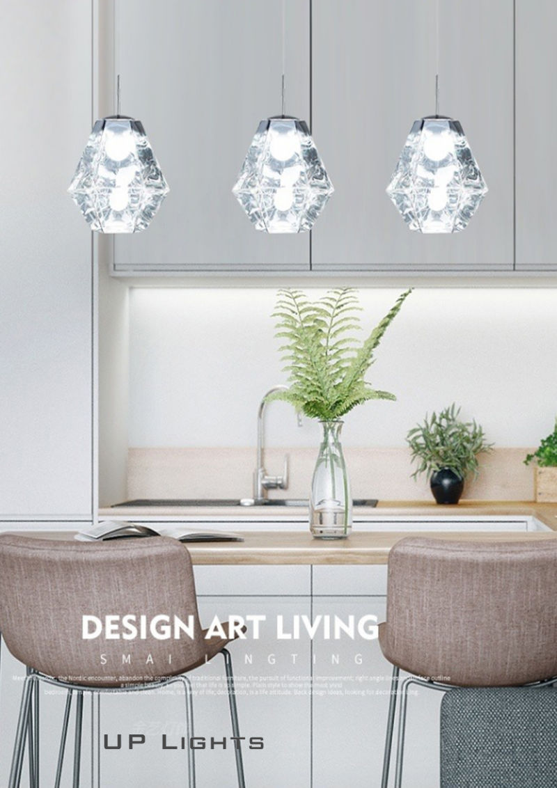 Modern Nordic Contemporary House Lighting Dining Room Chrome Metal Glass LED Chandelier Pendant Lamp
